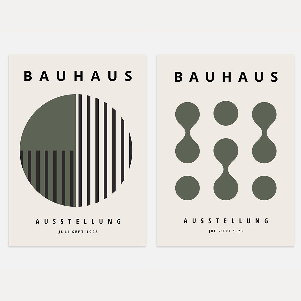 Bauhaus Olijfgroen – Set van 2 posters