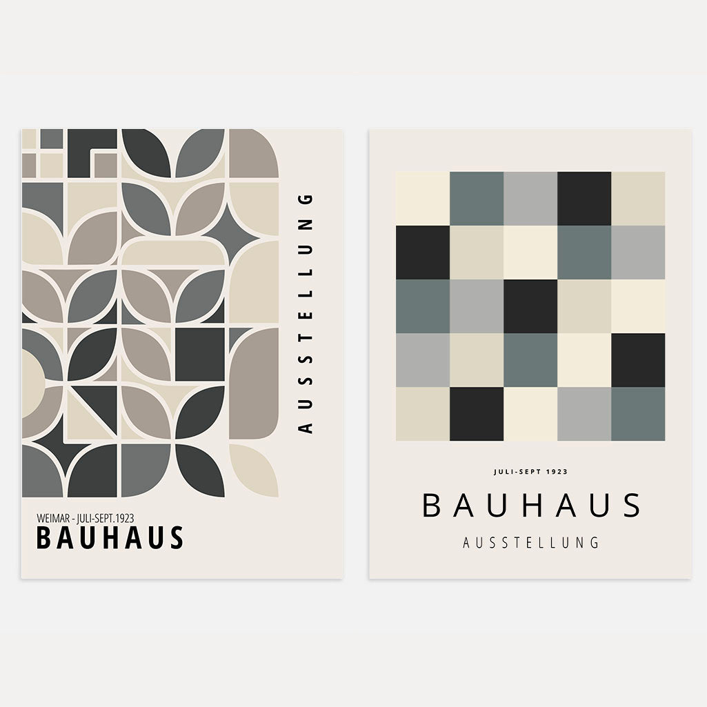Bauhaus Grijs Beige – Set van 2 posters