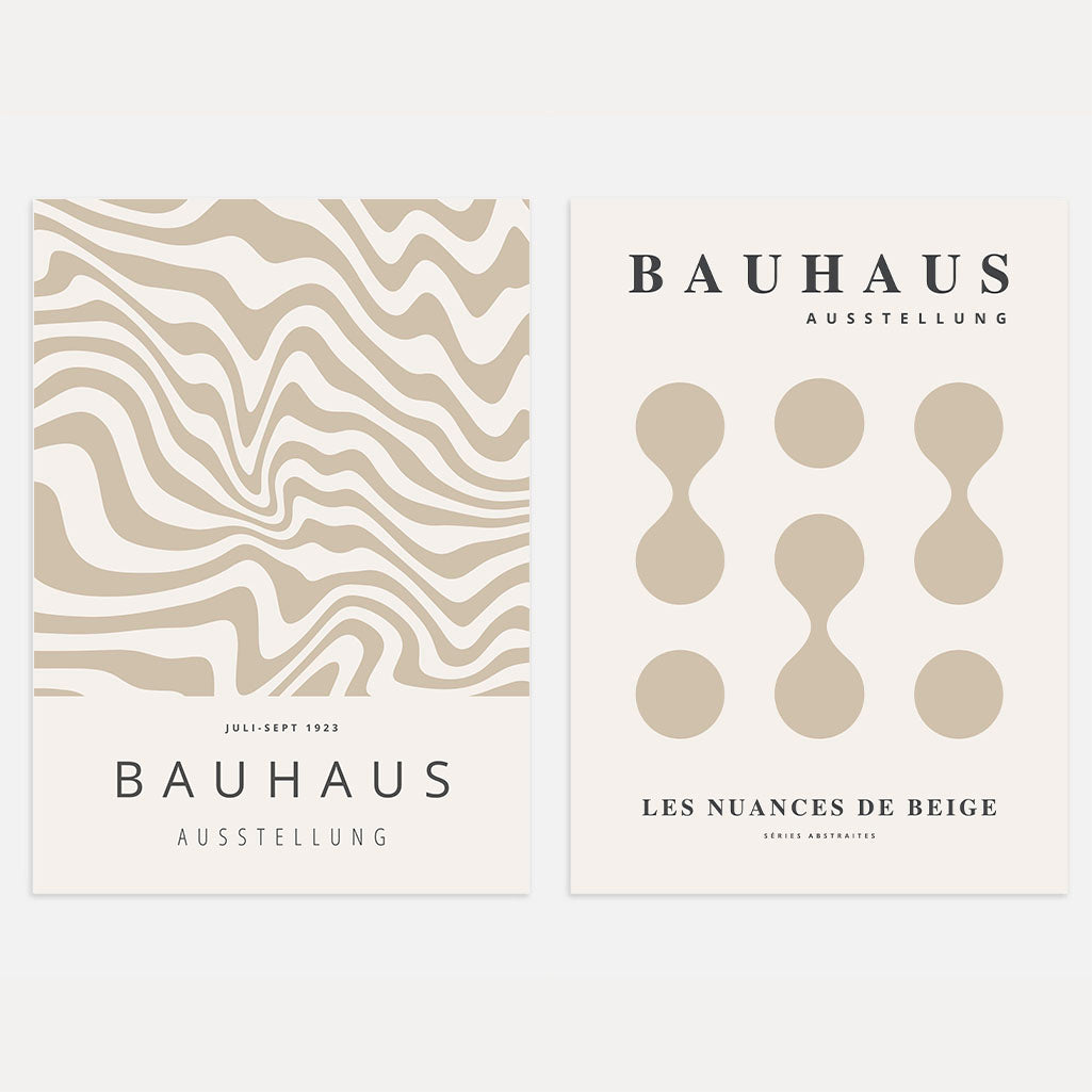 Bauhaus Abstract Beige – Set van 2 posters