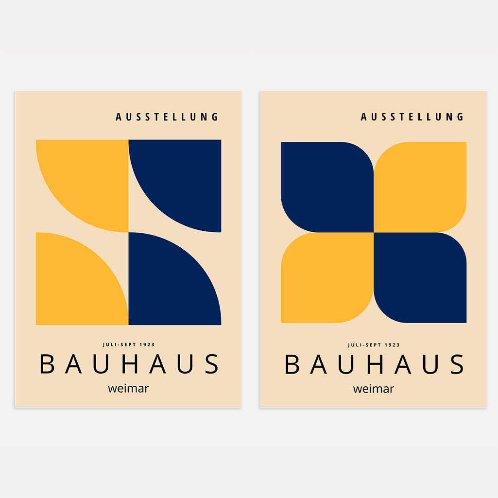 Bauhaus Navy Geel – Set van 2 posters