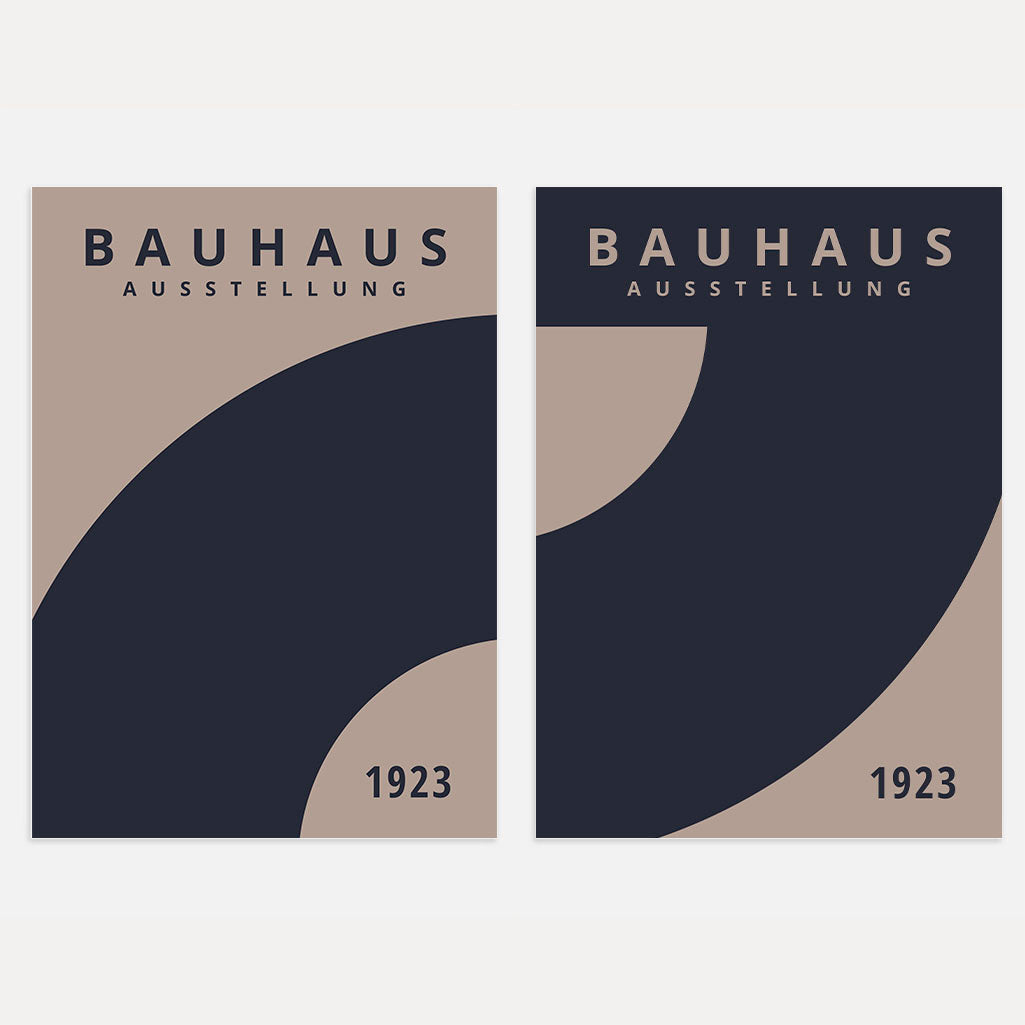 Bauhaus Marineblauw Abstractie – Set van 2 posters