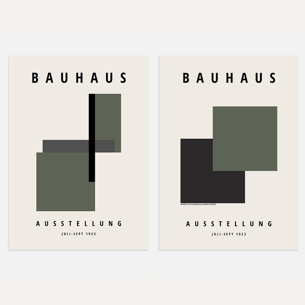 Bauhaus Groen en grafiet – Set van 2 posters