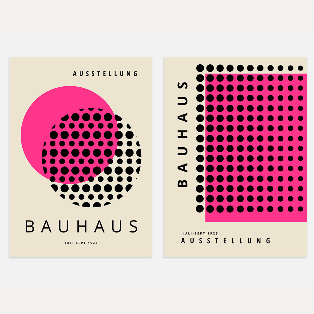 Bauhaus Roze Zwart Duo – Set van 2 posters