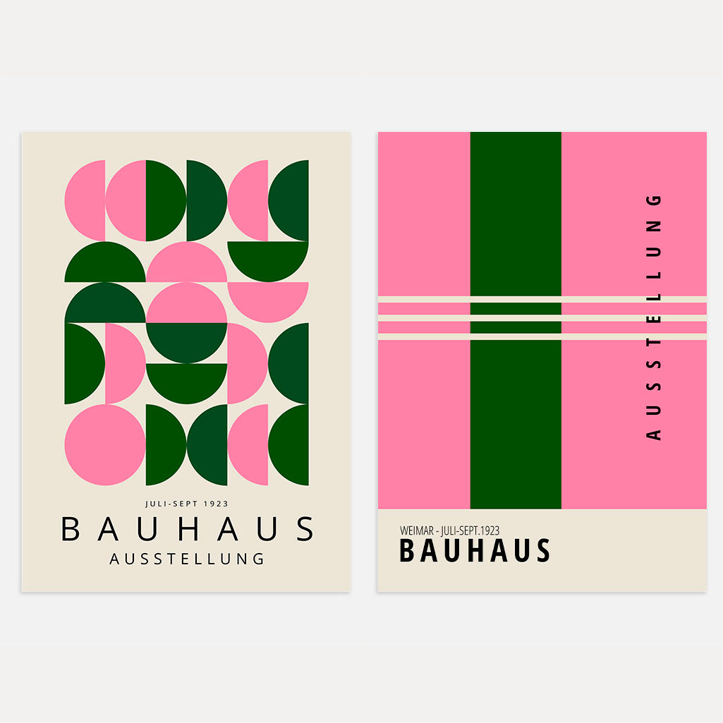 Bauhaus Roze Groen Ritme – Set van 2 posters