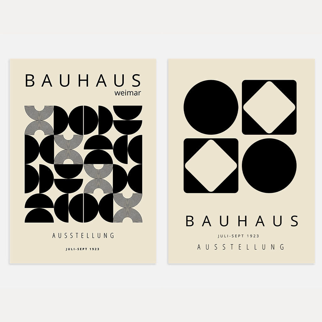 Bauhaus Geometrie – Set van 2 posters,beige
