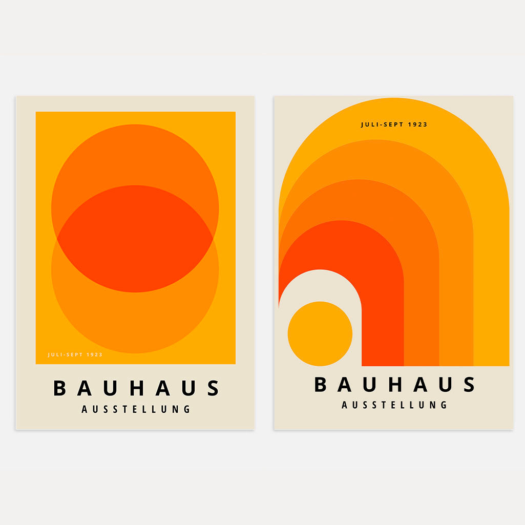 Bauhaus Oranje Geometrie – Set van 2 posters