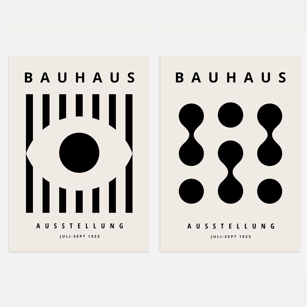 Bauhaus Zwart Beige Contrast – Set van 2 posters