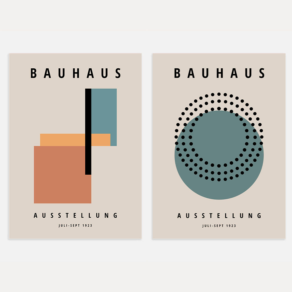 Bauhaus Groen Terracotta Balans – Set van 2 posters