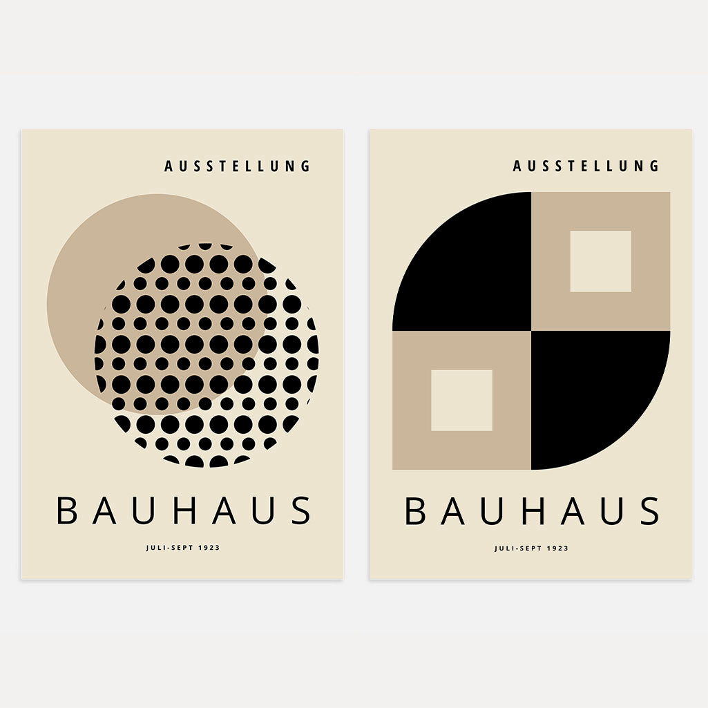 Bauhaus Zwart Beige – Set van 2 posters