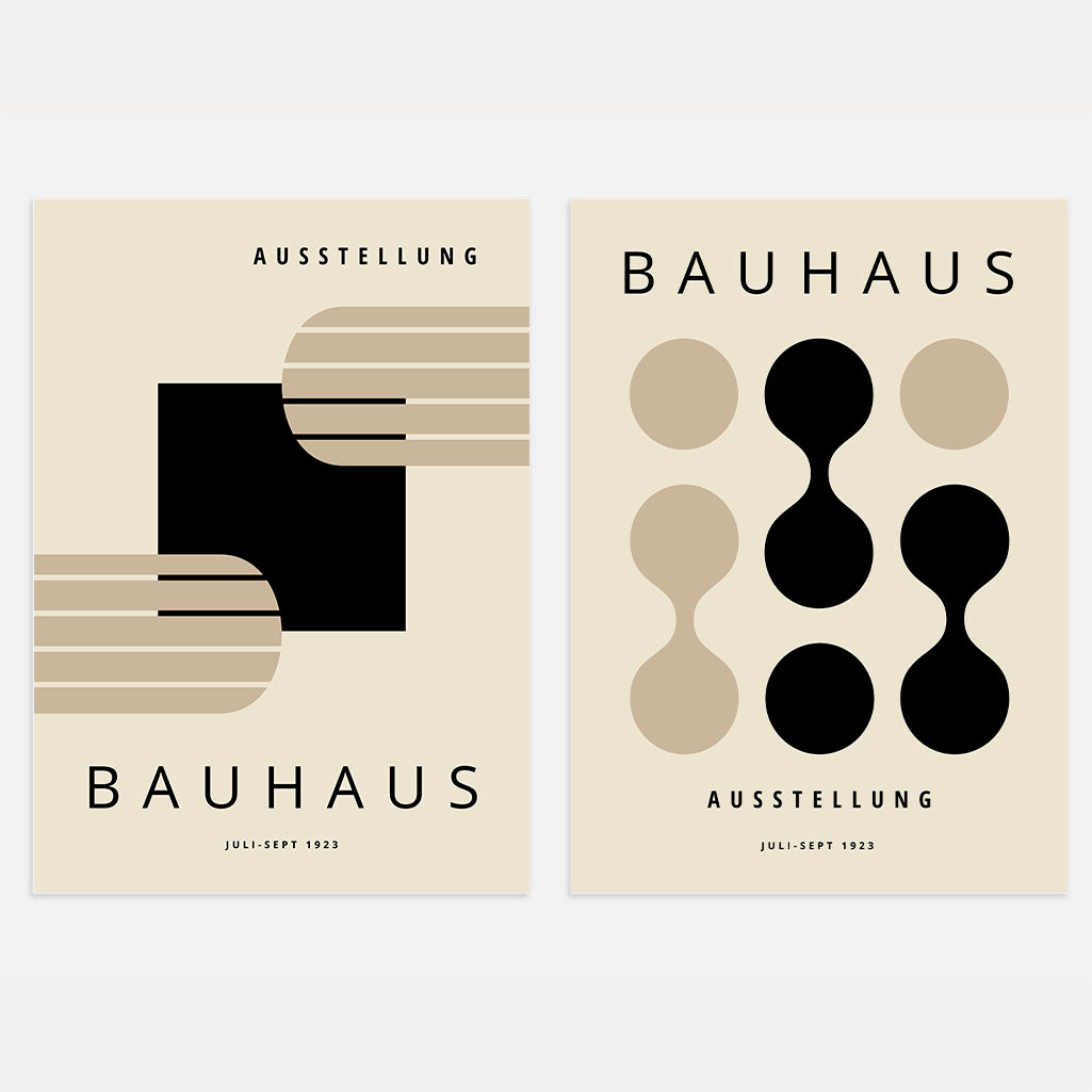 Bauhaus Geometrie Beige – Set van 2 posters