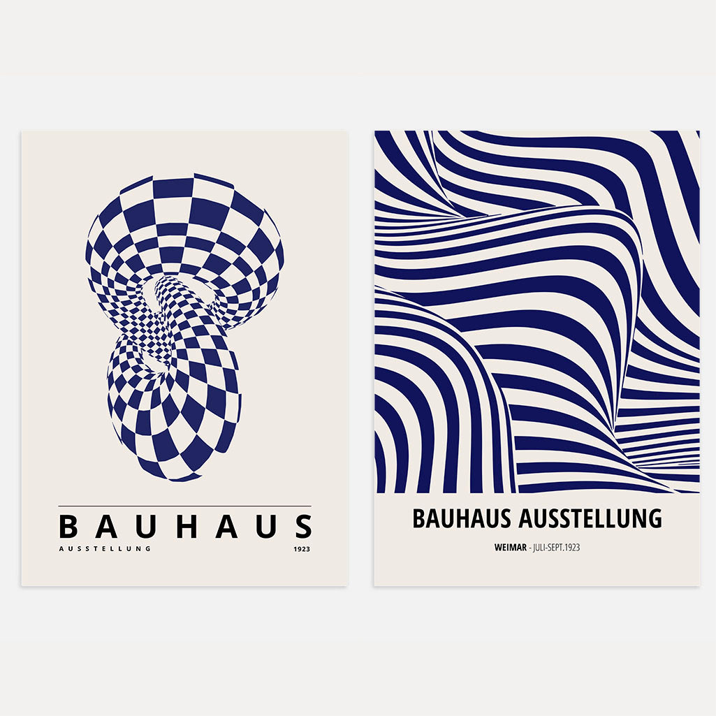 Bauhaus Marineblauwe Illusie – Set Van 2 Posters