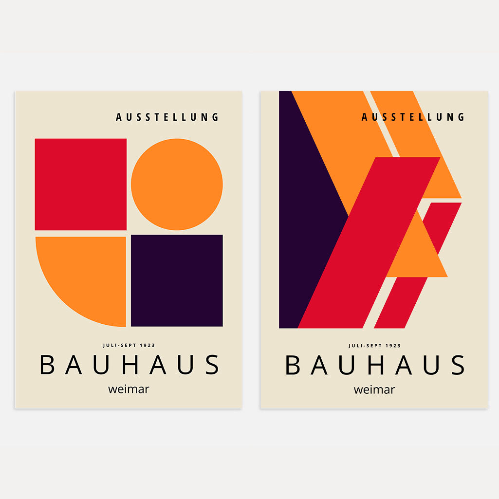 Bauhaus Rood Abstractie – Set Van 2 Posters