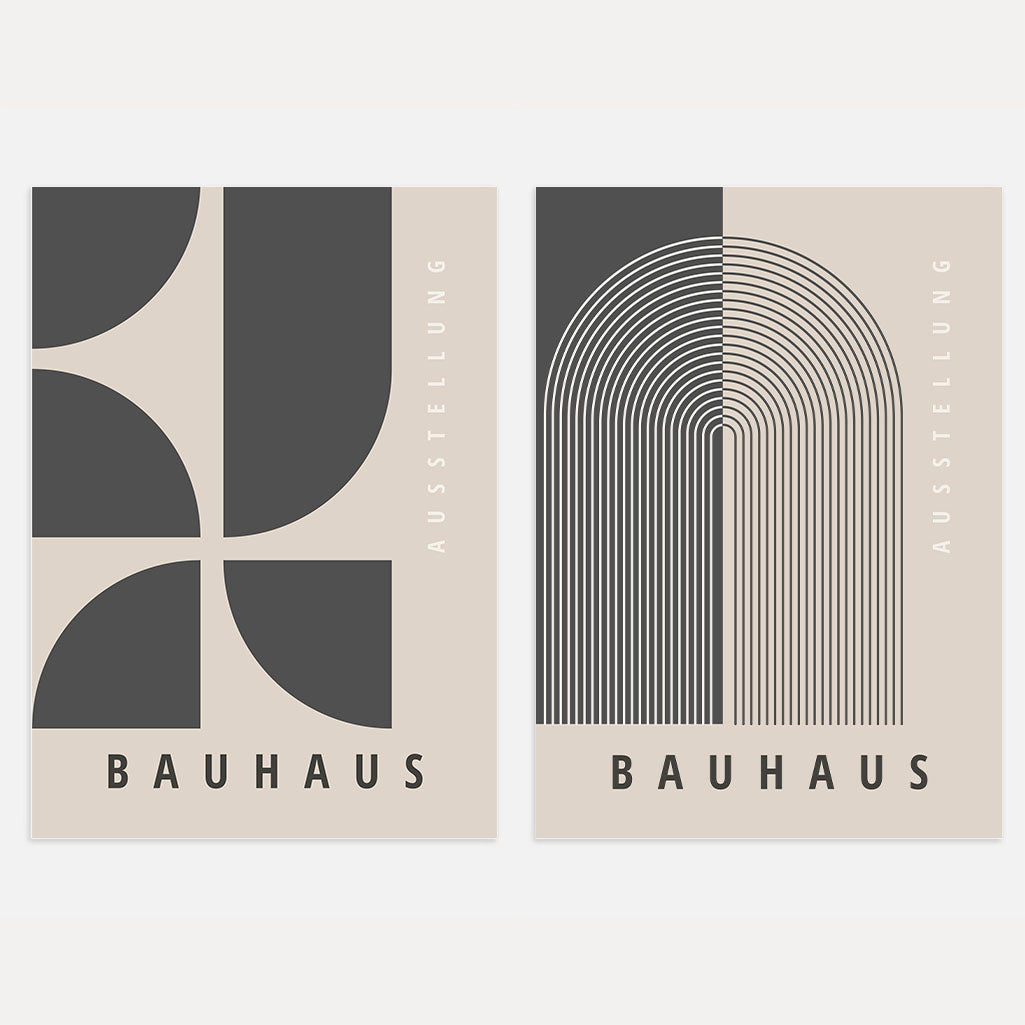 Bauhaus Grafiet Geometrie – Set Van 2 Posters