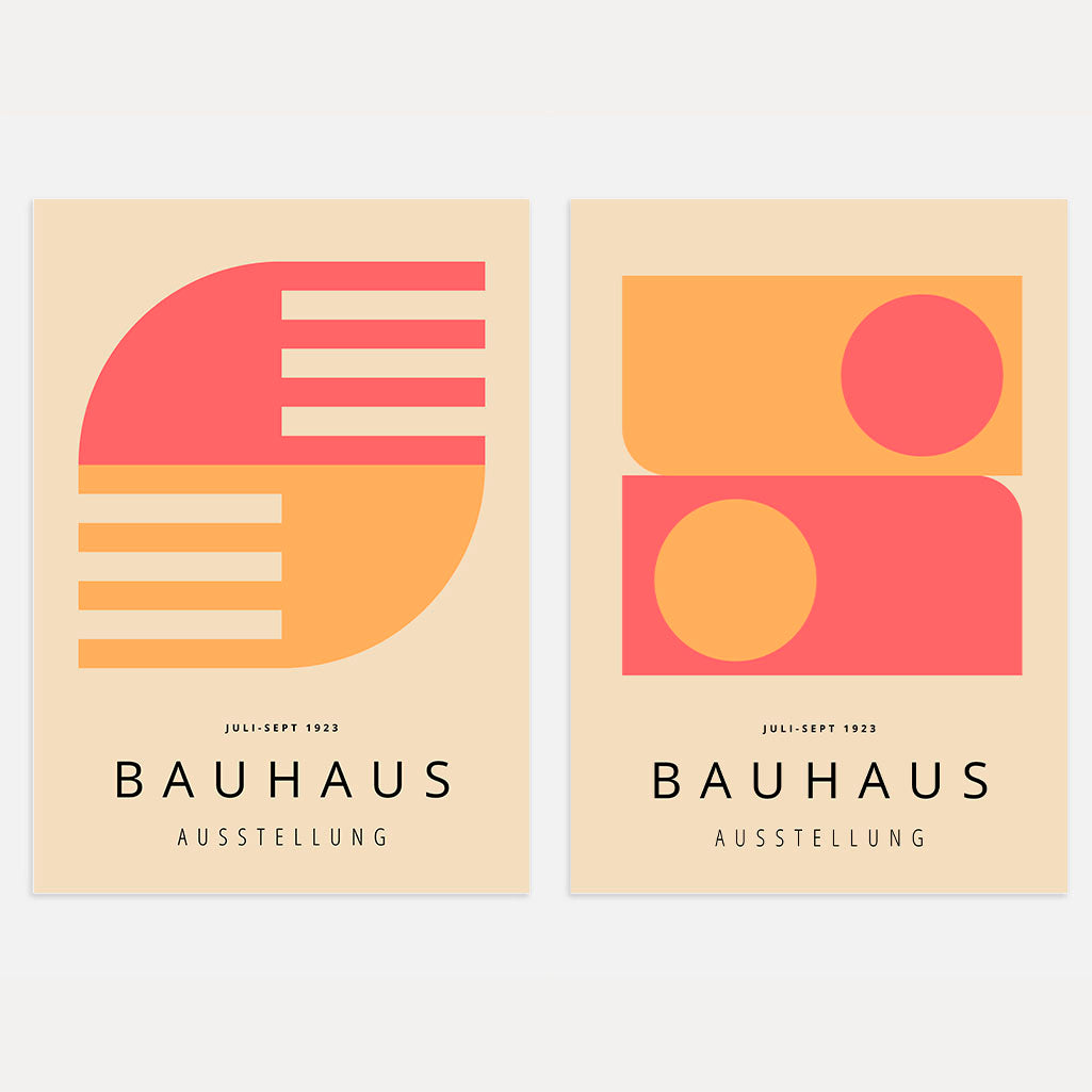Bauhaus Roze en geel – Set van 2 posters