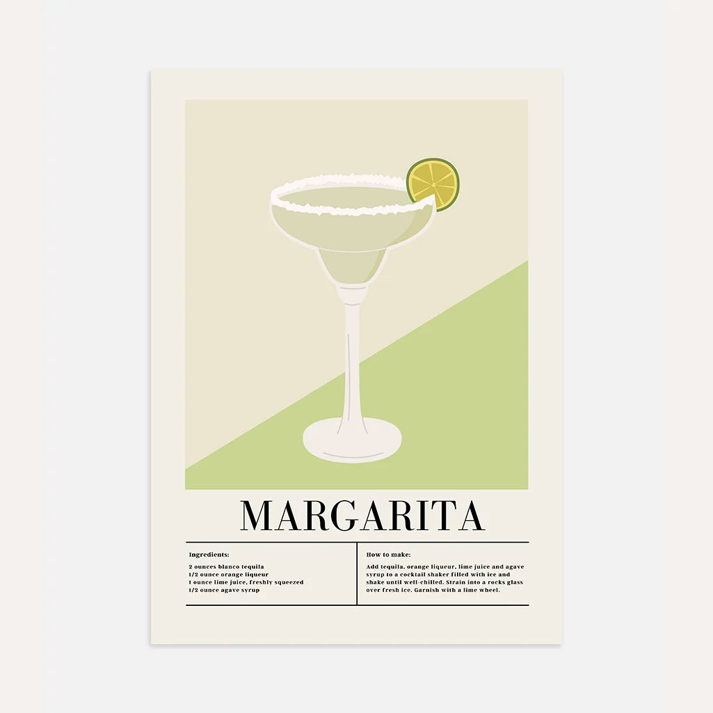 Margarita illustratie cocktail poster