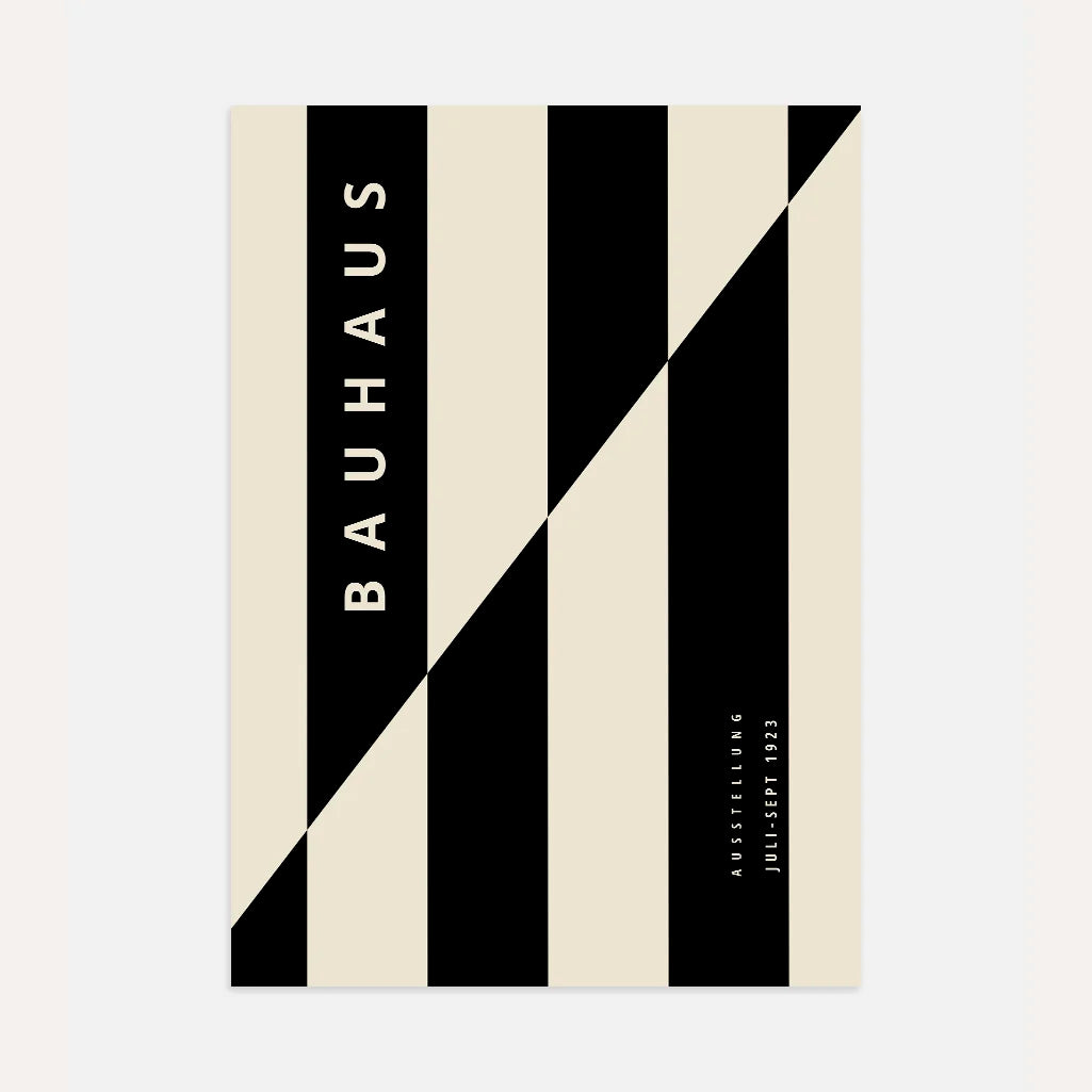 Bauhaus Zwart Beige Strepen Poster