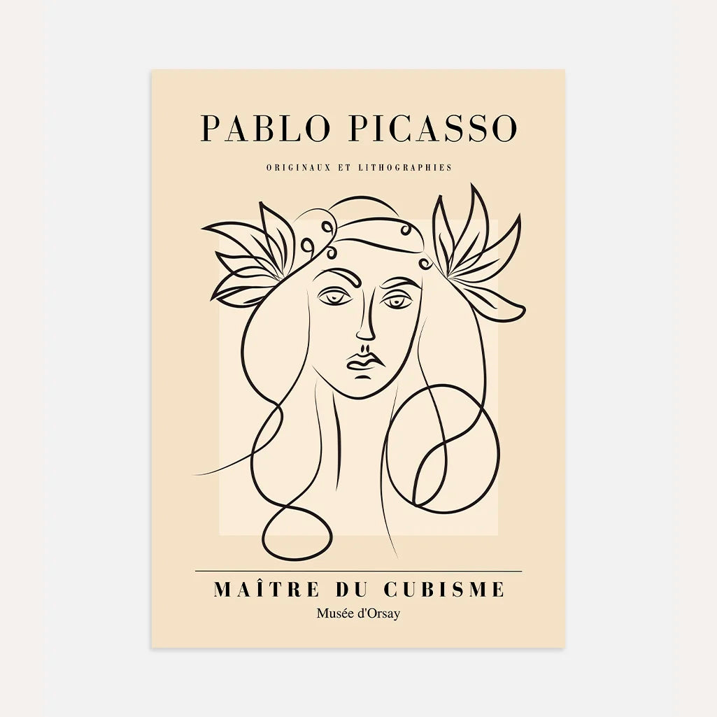 Door Pablo Picasso geïnspireerde poster – Lijngodin