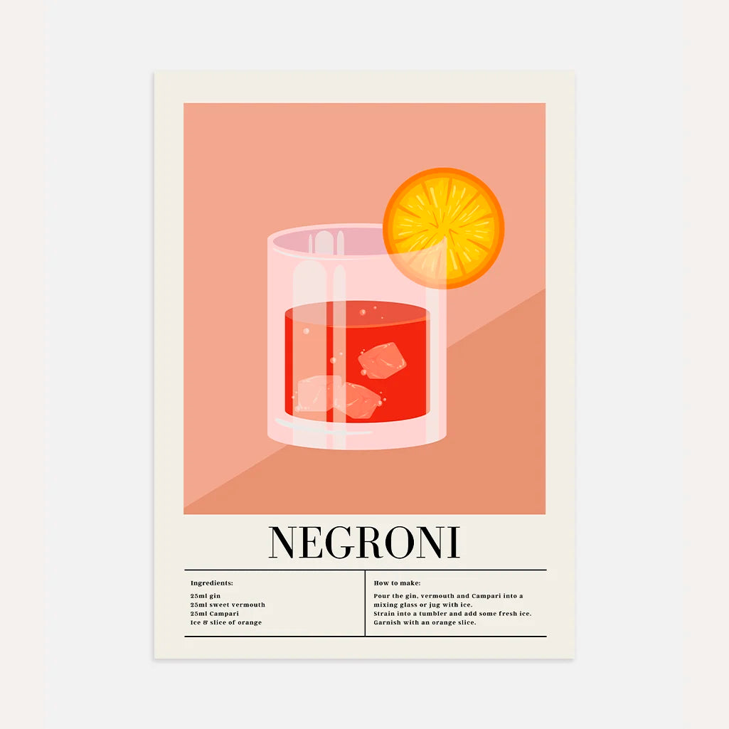 Negroni Glas Cocktail Poster