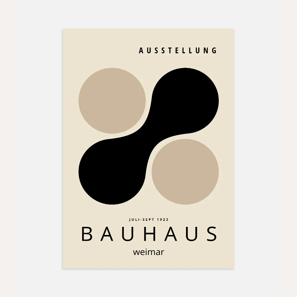 Bauhaus Zwart Beige Vormen Poster