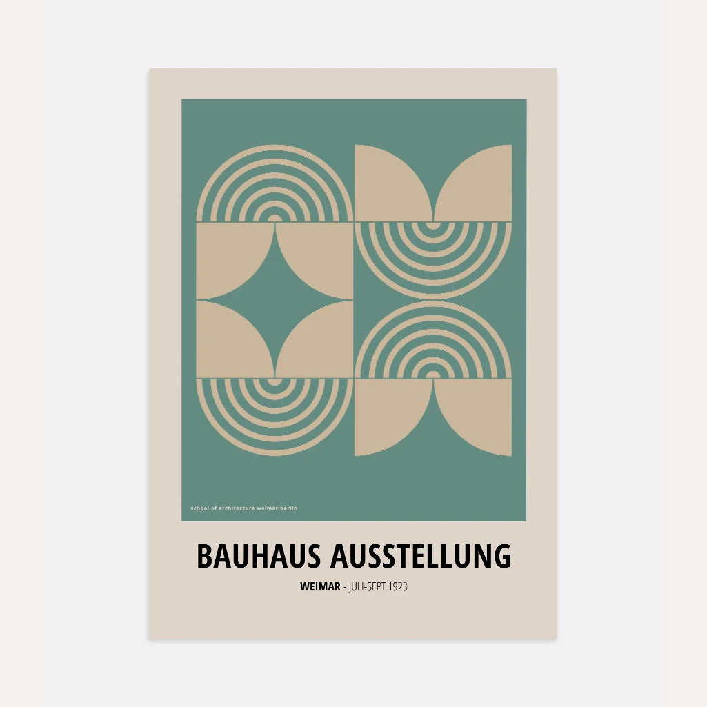 Bauhaus Groen-Beige Symmetrie Poster