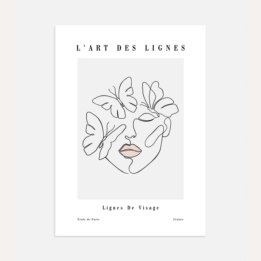 Poster – Gezicht met vlinders