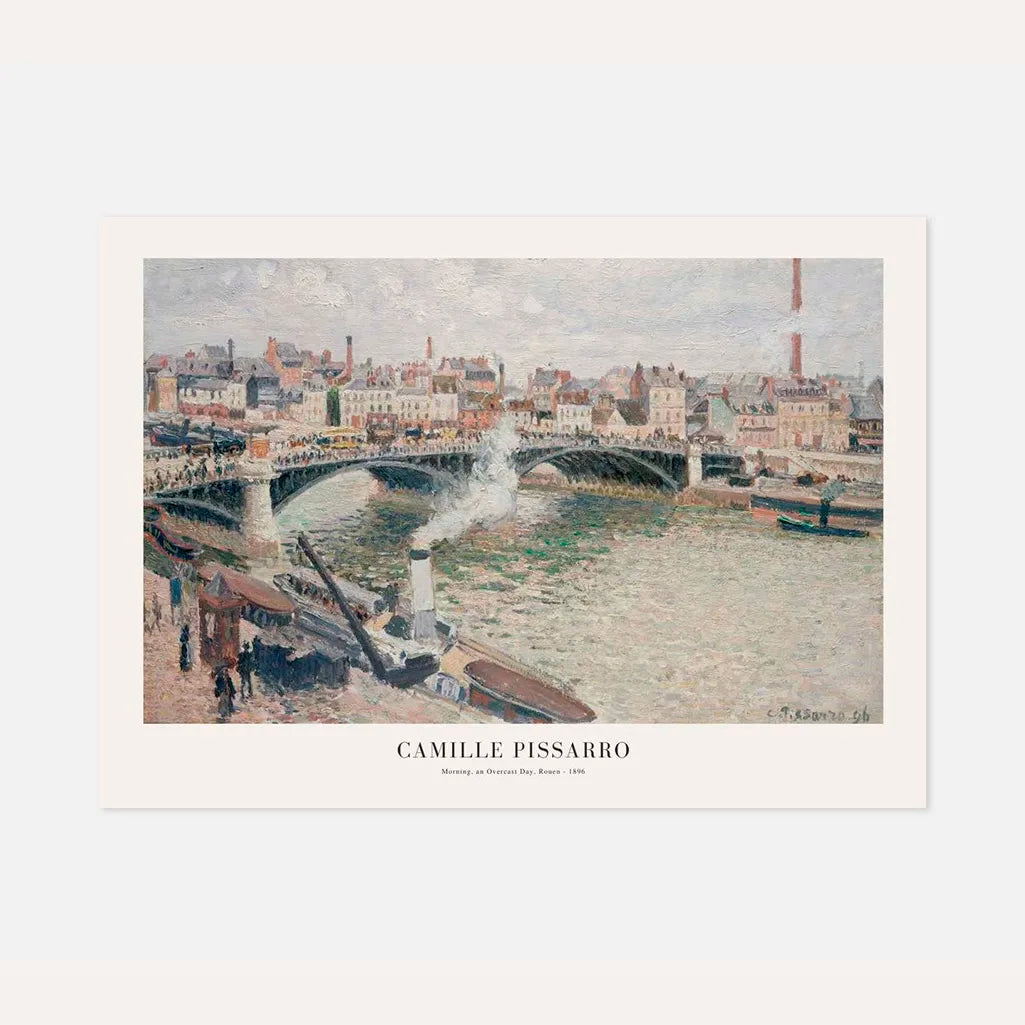 Camille Pissarro – Rouen, Seine, bewolkte ochtend Poster