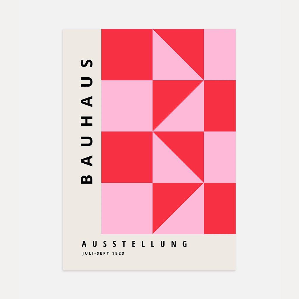 Bauhaus Driehoeken Rood Roze Poster