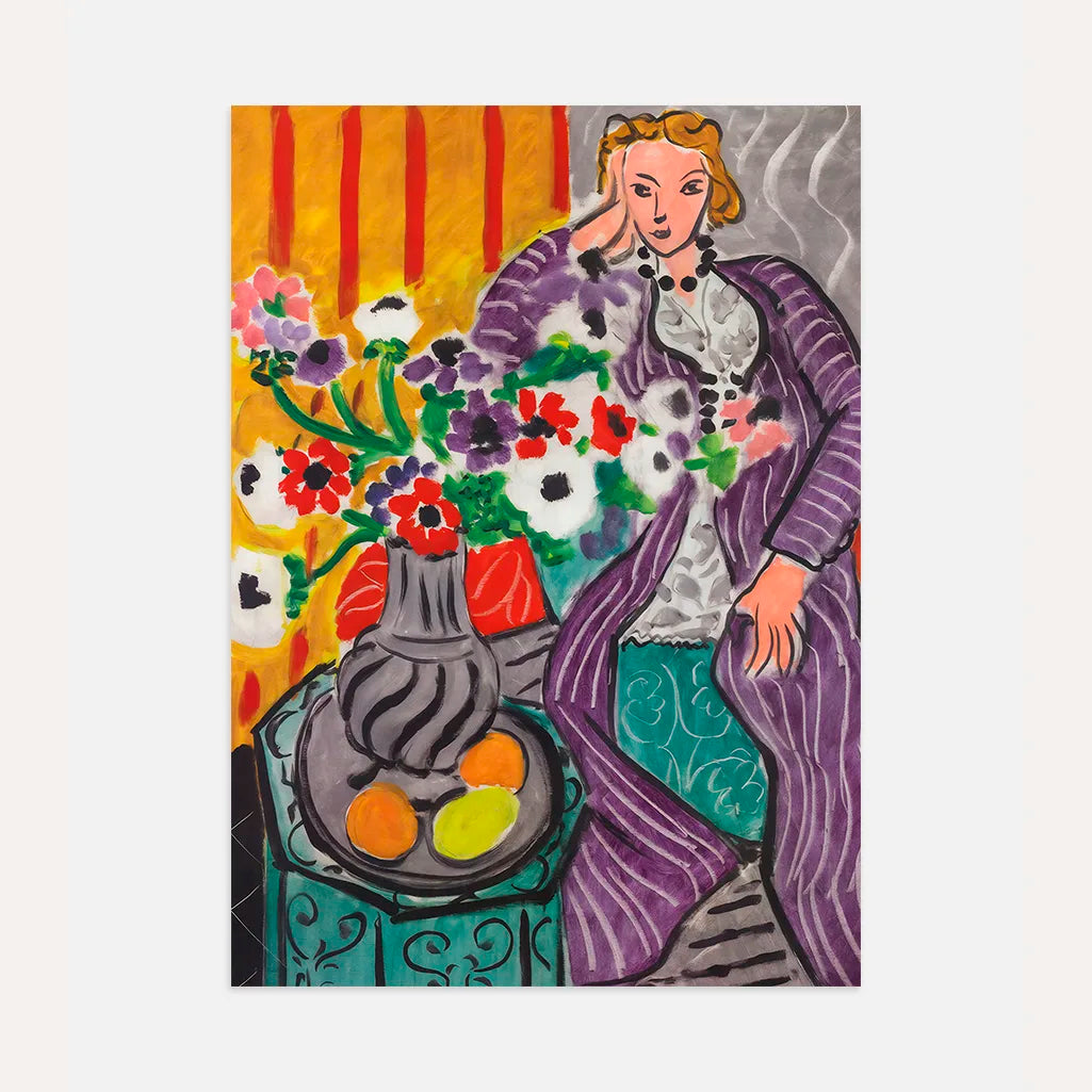 Henri Matisse Poster – Paarse kamerjas en anemonen