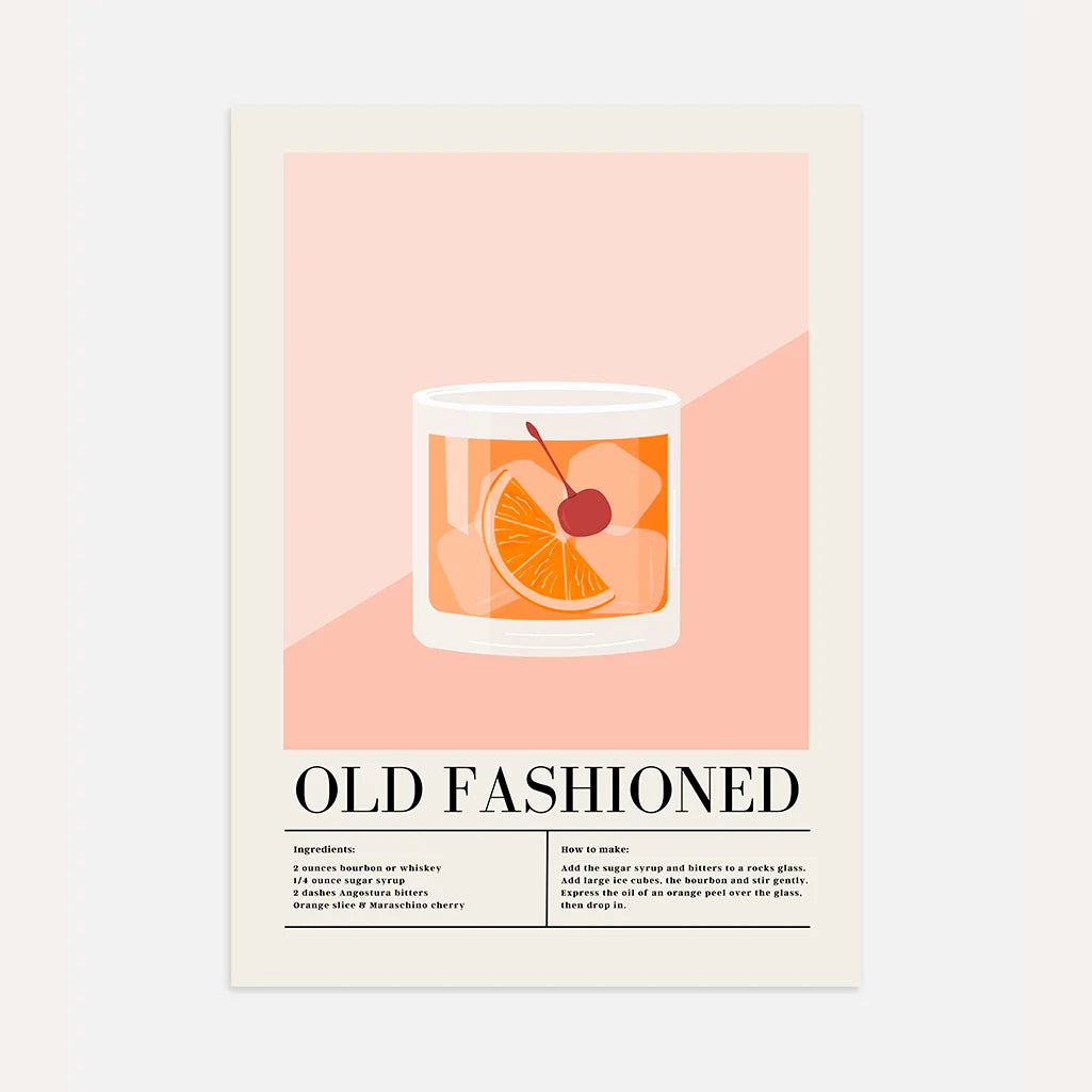 Old Fashioned Cocktail illustratie poster