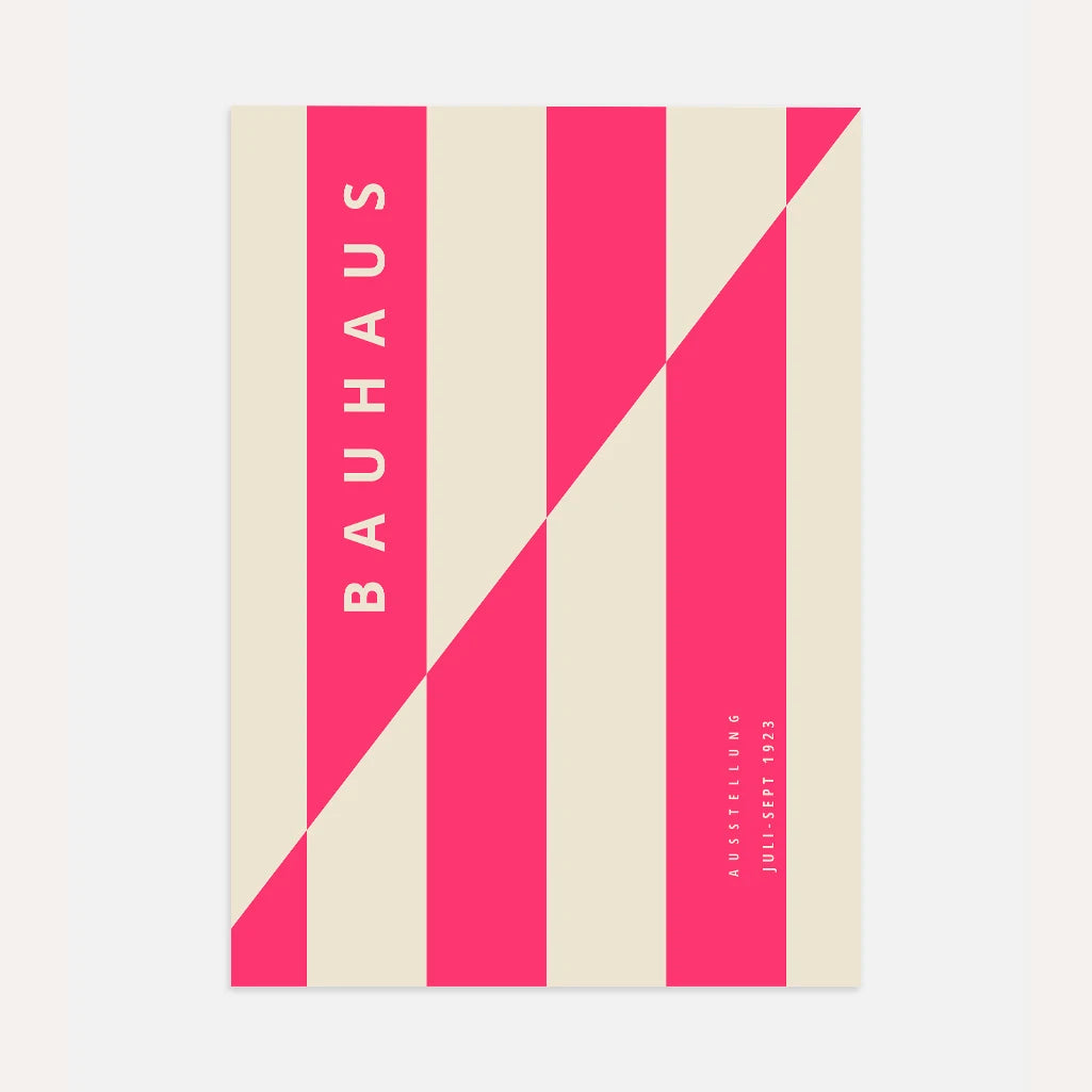Bauhaus Roze Lijnenstructuur Poster