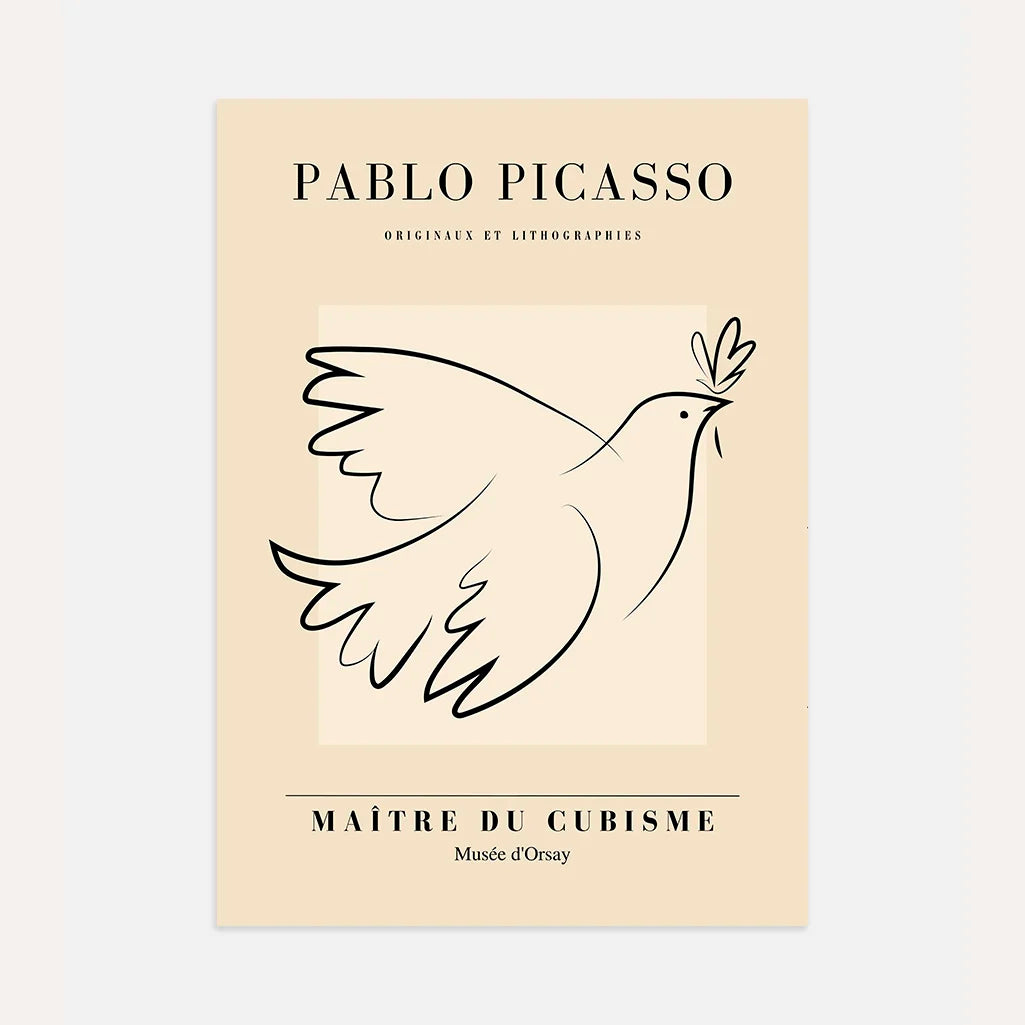Door Pablo Picasso geïnspireerde poster – Vredesduif