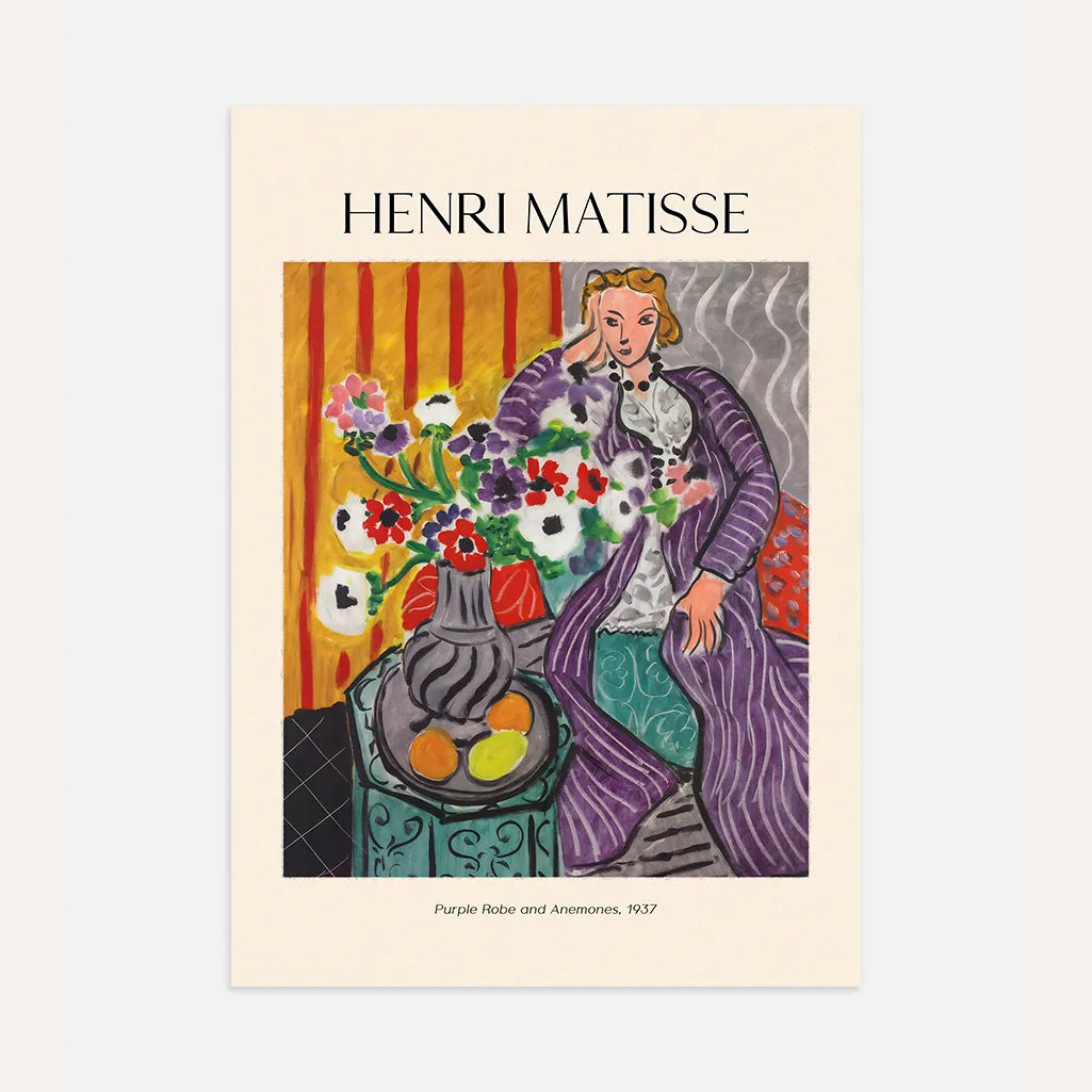 Henri Matisse Poster – Paarse kamerjas en anemonen