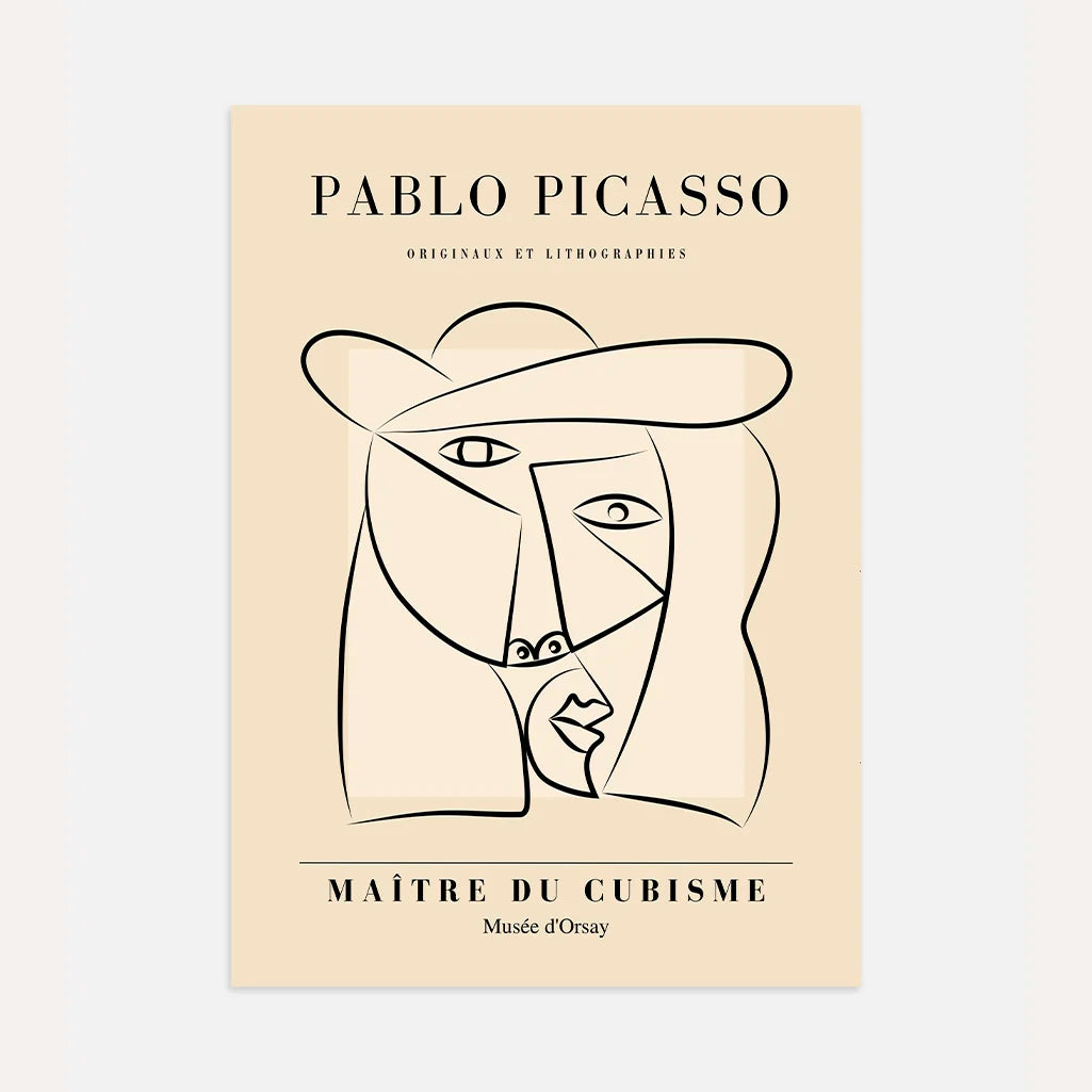 Door Pablo Picasso geïnspireerde poster – Vrouw met hoed
