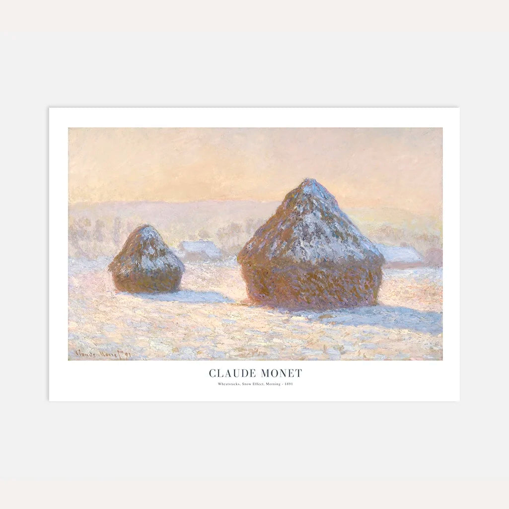 Claude Monet Poster – Hooibergen, sneeuw, ochtend