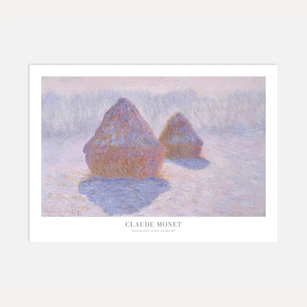 Claude Monet Poster – Hooibergen, sneeuw en zon