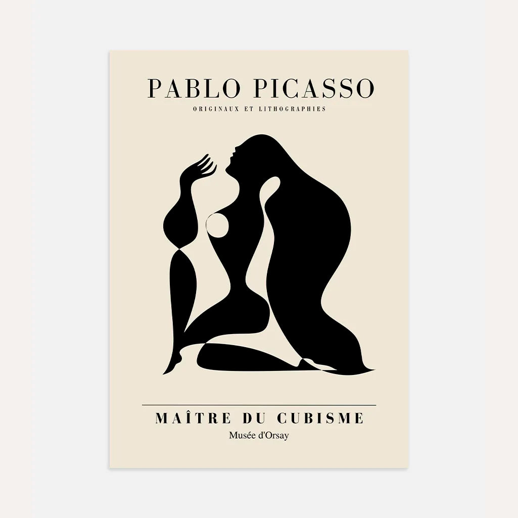 Door Pablo Picasso geïnspireerde poster – Zwarte vorm