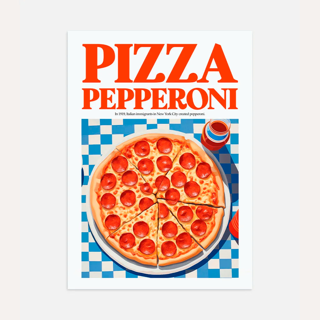 Pepperoni  illustratie Pizza Poster