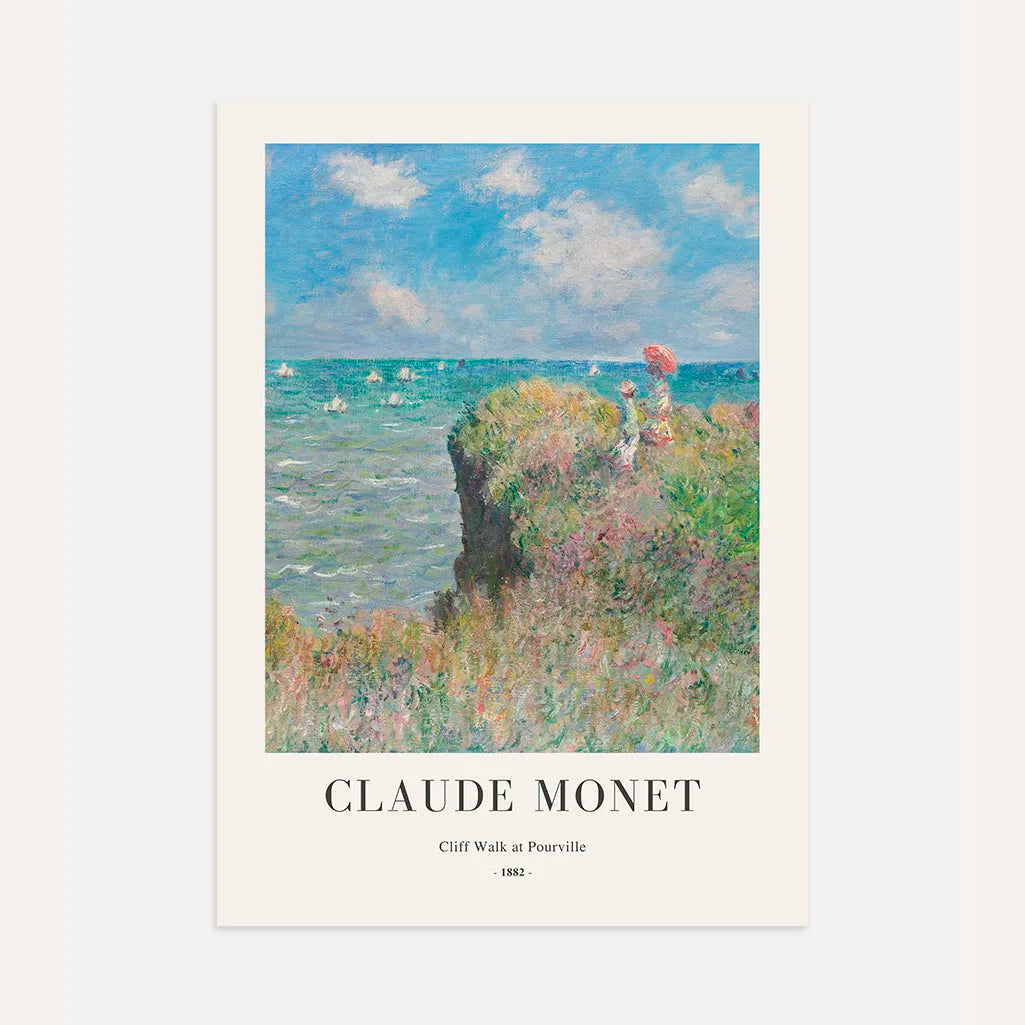 Claude Monet – Wandeling langs de kliffen bij Pourville Poster