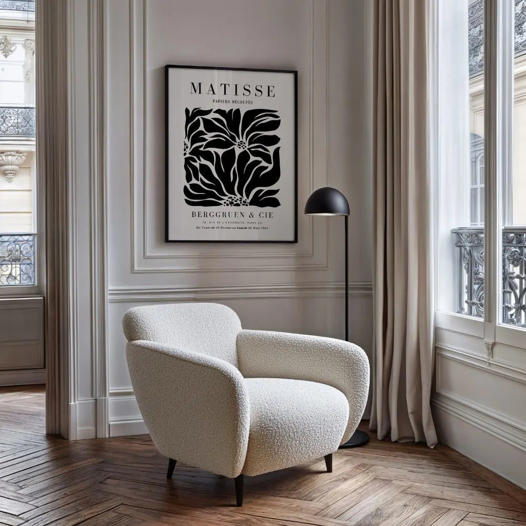 Henri Matisse – Zwarte Bloemen Poster Beige