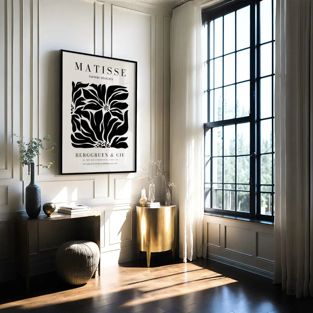 Henri Matisse – Zwarte Bloemen Poster Beige
