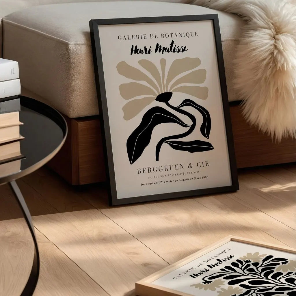 Henri Matisse – Bloem Zwart Beige Poster