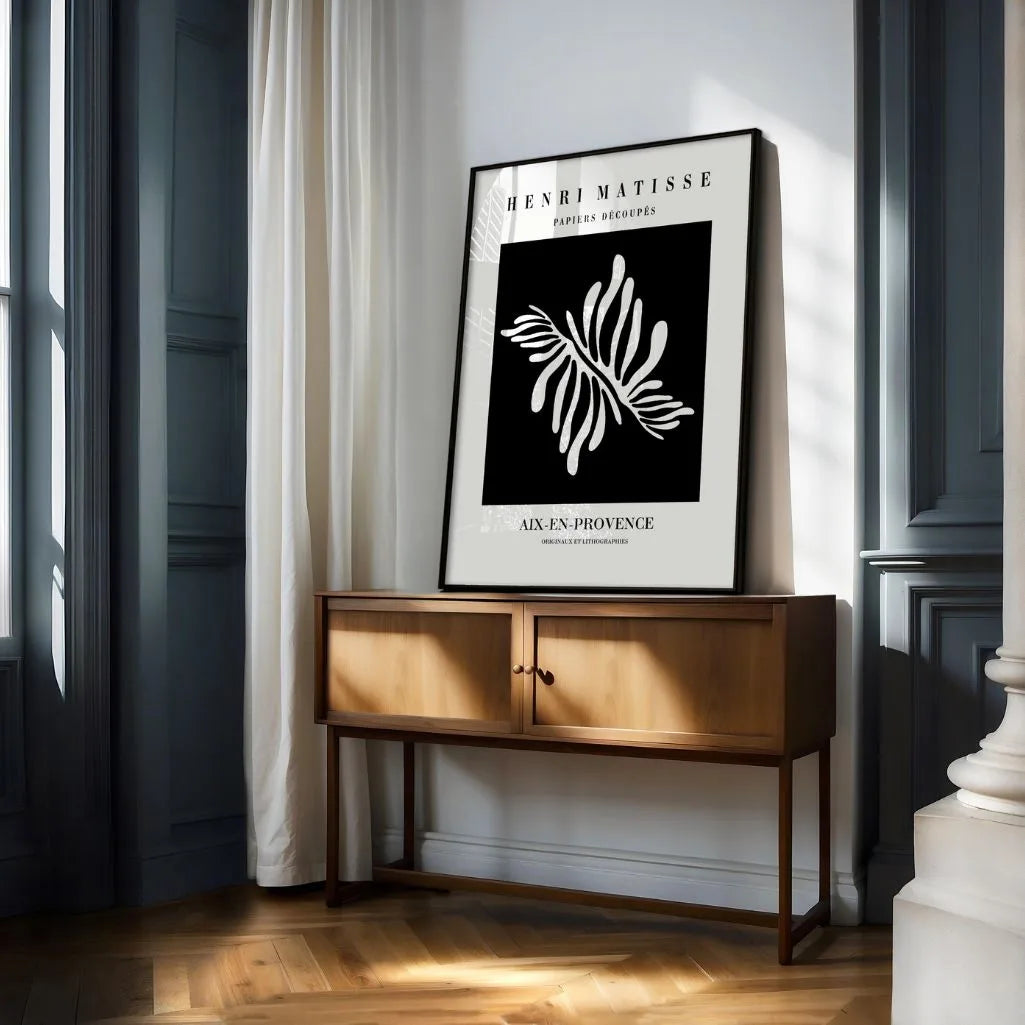 Matisse Witte Bladvorm Op Zwart Poster