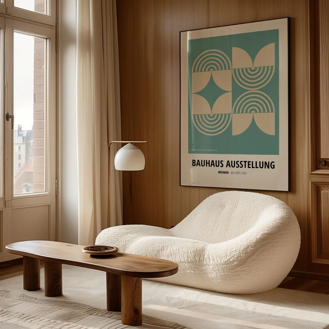 Bauhaus Groen-Beige Symmetrie Poster