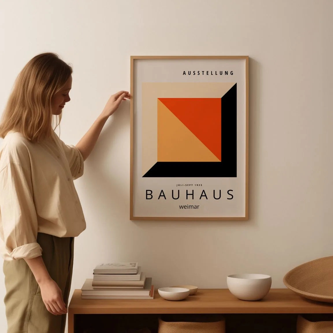 Bauhaus Roodoranje Kubus Poster
