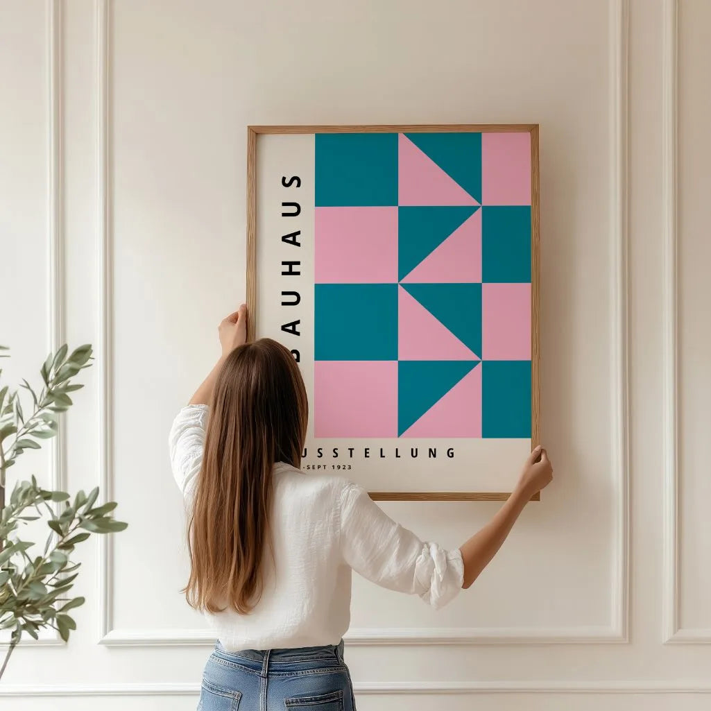 Bauhaus Roze Turquoise Poster