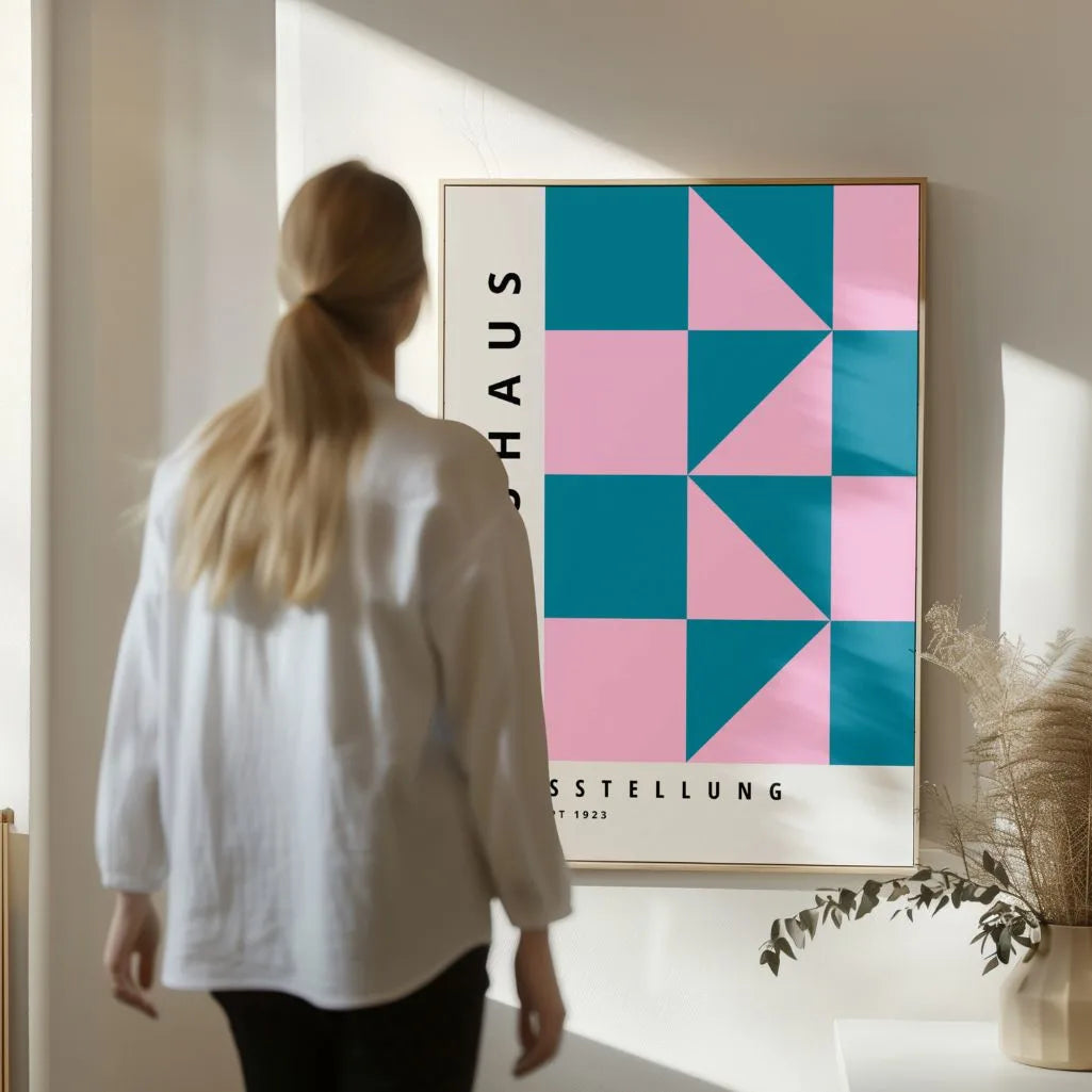 Bauhaus Roze Turquoise Poster