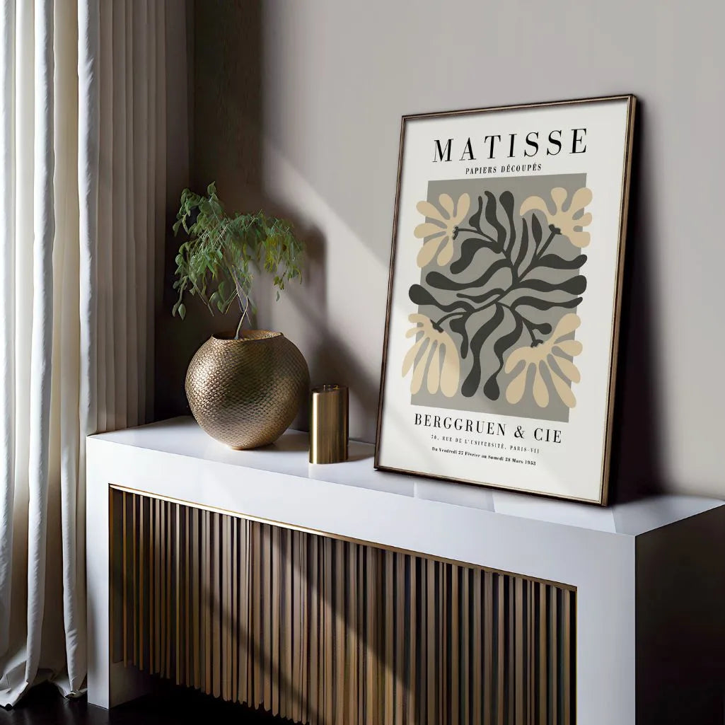 Matisse Beige Grijs Bladeren Poster