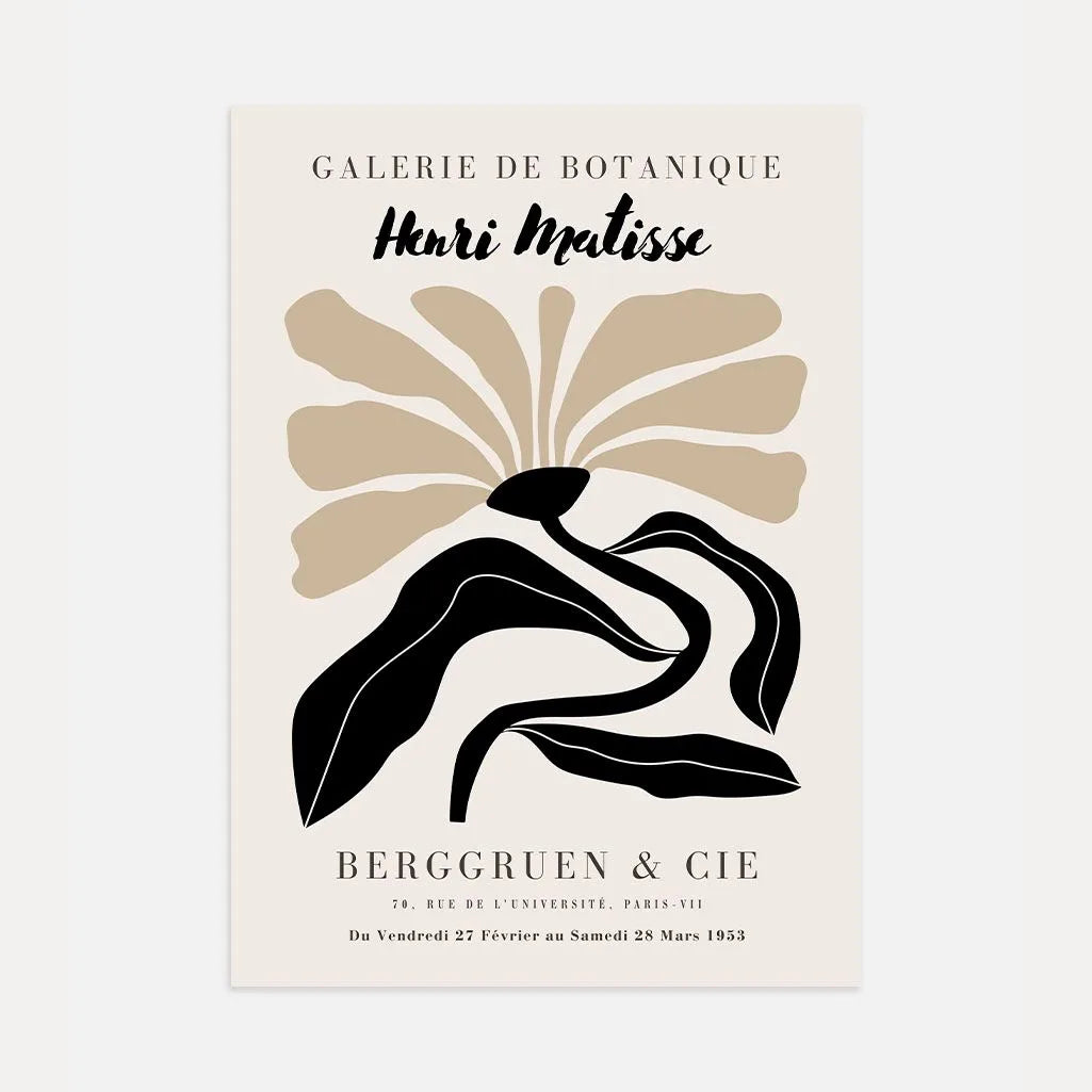 Henri Matisse – Bloem Zwart Beige Poster