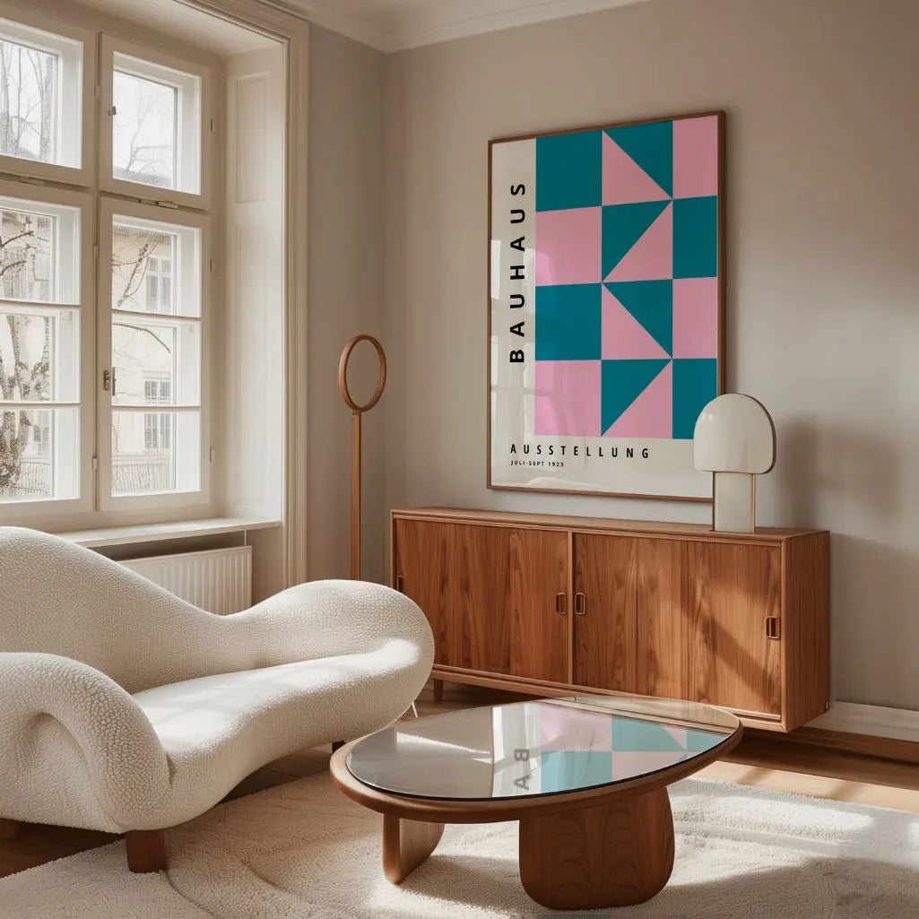 Bauhaus Roze Turquoise Poster