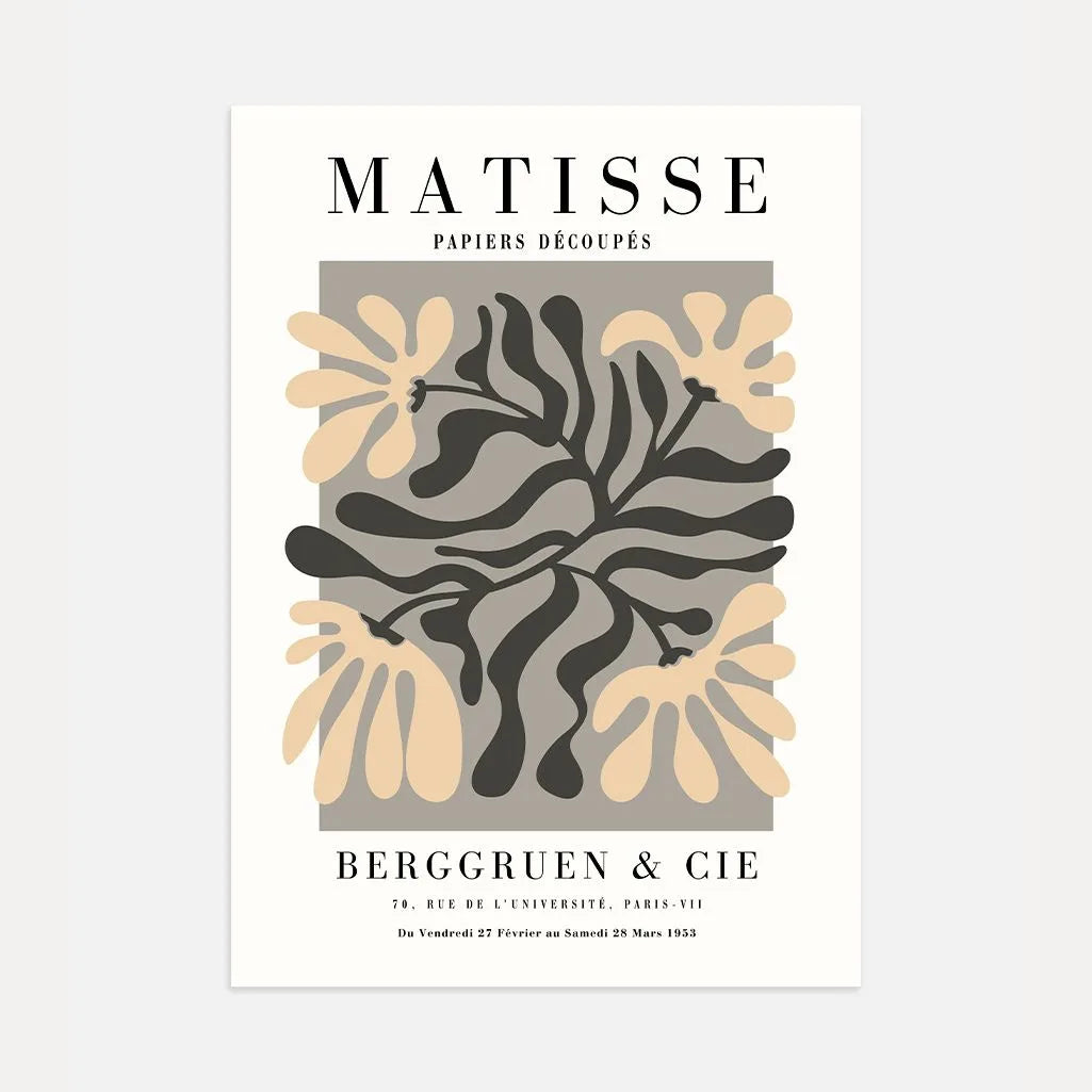 Matisse Beige Grijs Bladeren Poster